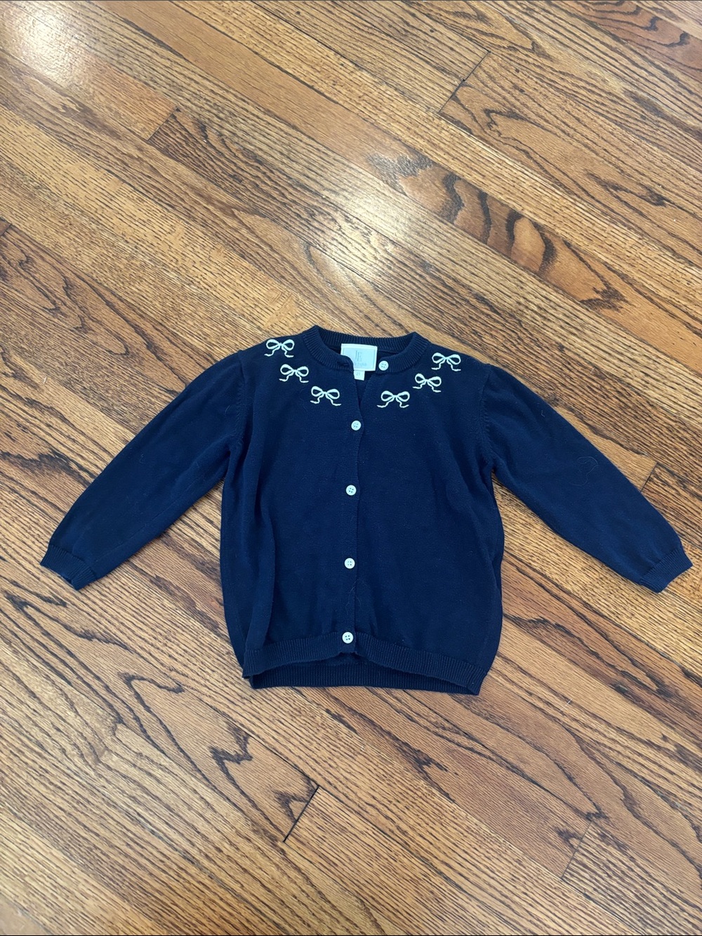 Little English Navy Cardigan with white Bow Accents